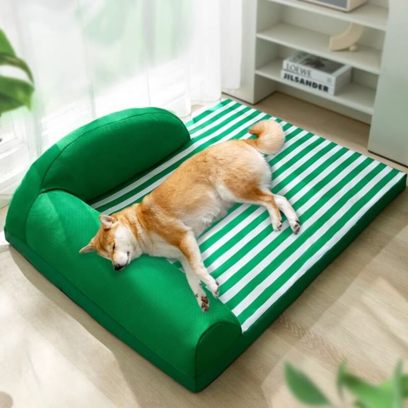 Cama Lounger a Rayas Impermeable para Perros Grandes con Tecnología de Enfriamiento