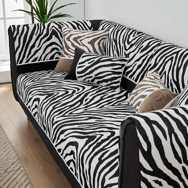 Cubierta del sofá de protector de muebles de chenilla de cebra salvebra