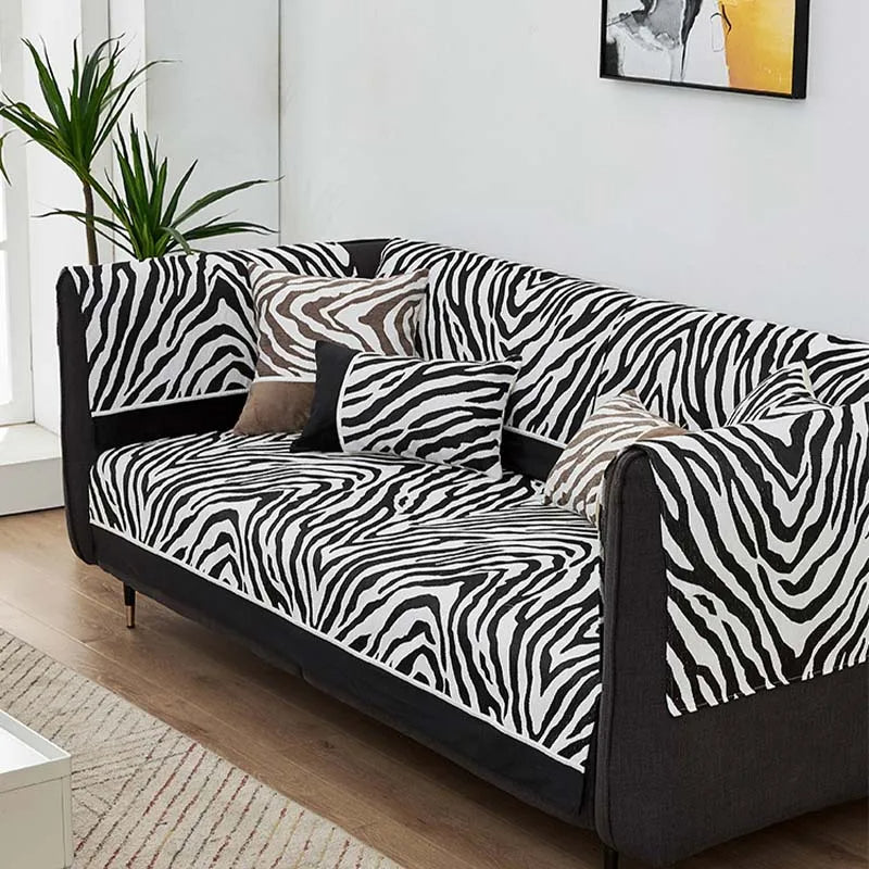 Cubierta del sofá de protector de muebles de chenilla de cebra salvebra