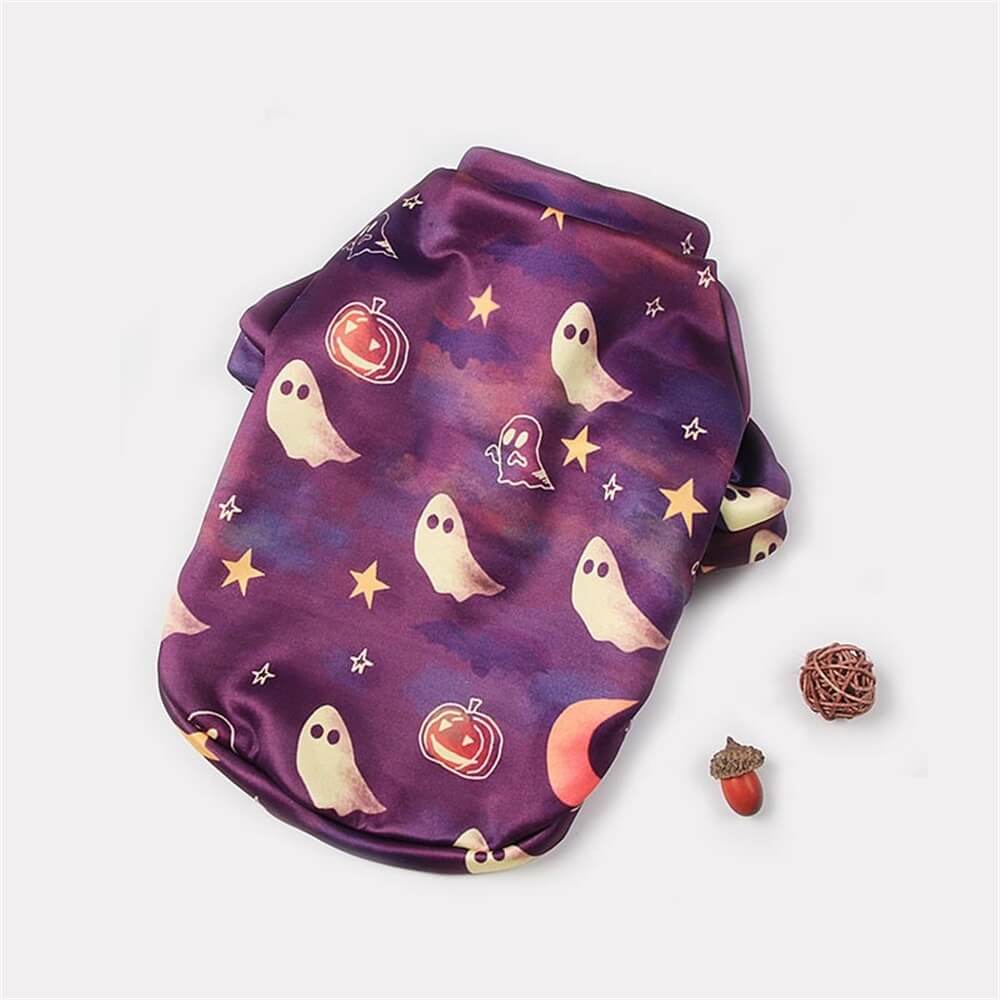 Disfraz de Halloween para mascota con estampado de peluche | Diseño cálido de calabaza y fantasma para otoño e invierno
