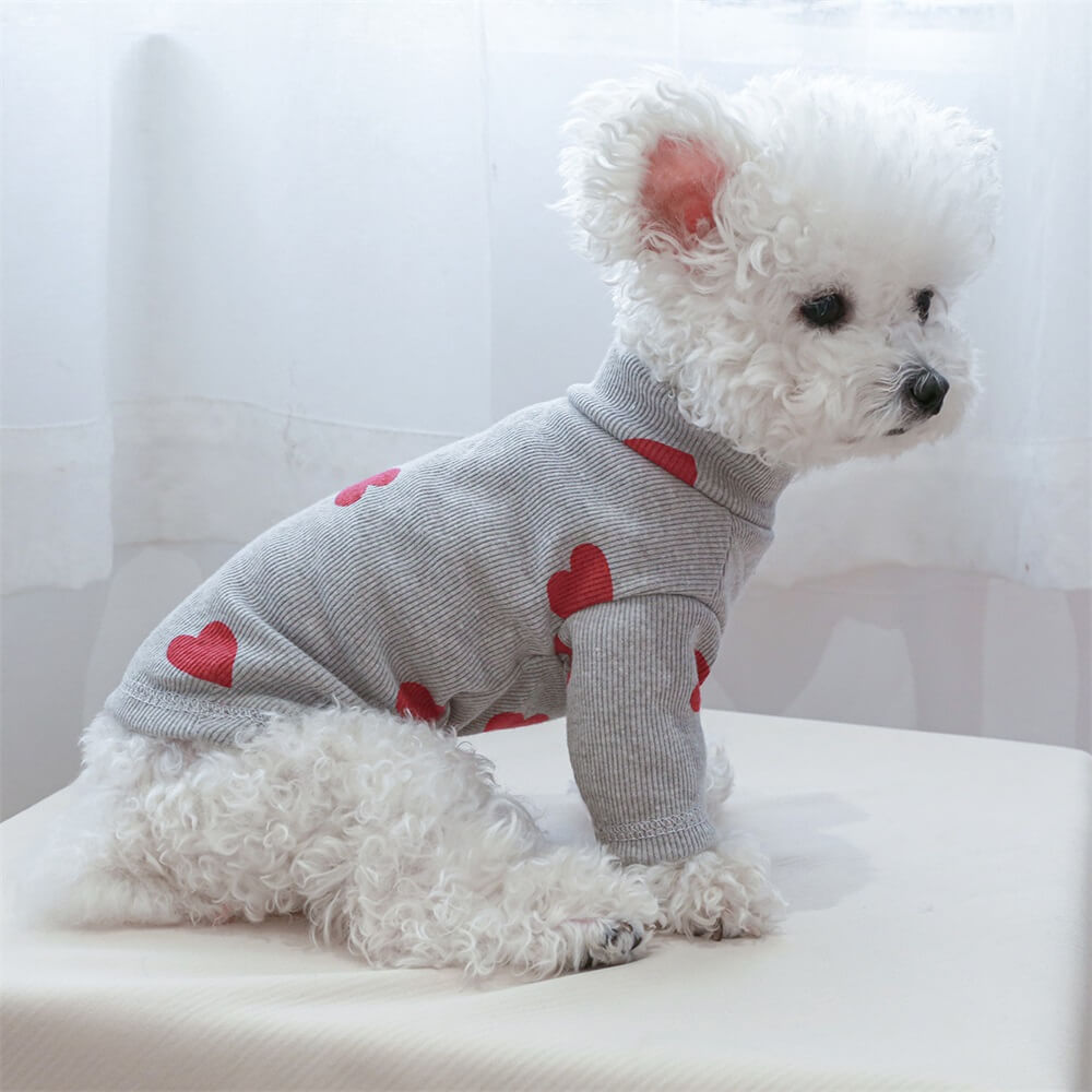 Suéter para perro con estampado de corazones, acogedor y lindo: perfecto para los días fríos