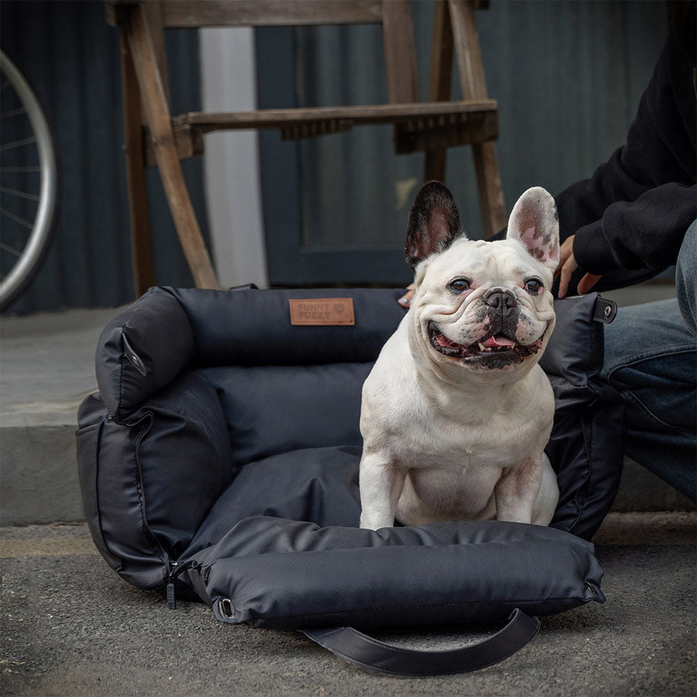 Cama elevada de asiento para perros de cuero sintético de lujo: Urban Voyager