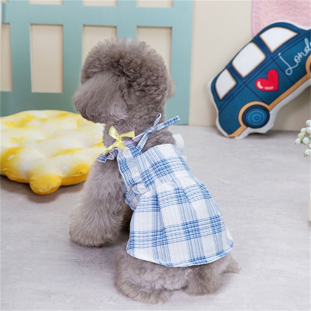 Vestido a cuadros a la moda para perros con detalles de volantes: perfecto para razas pequeñas