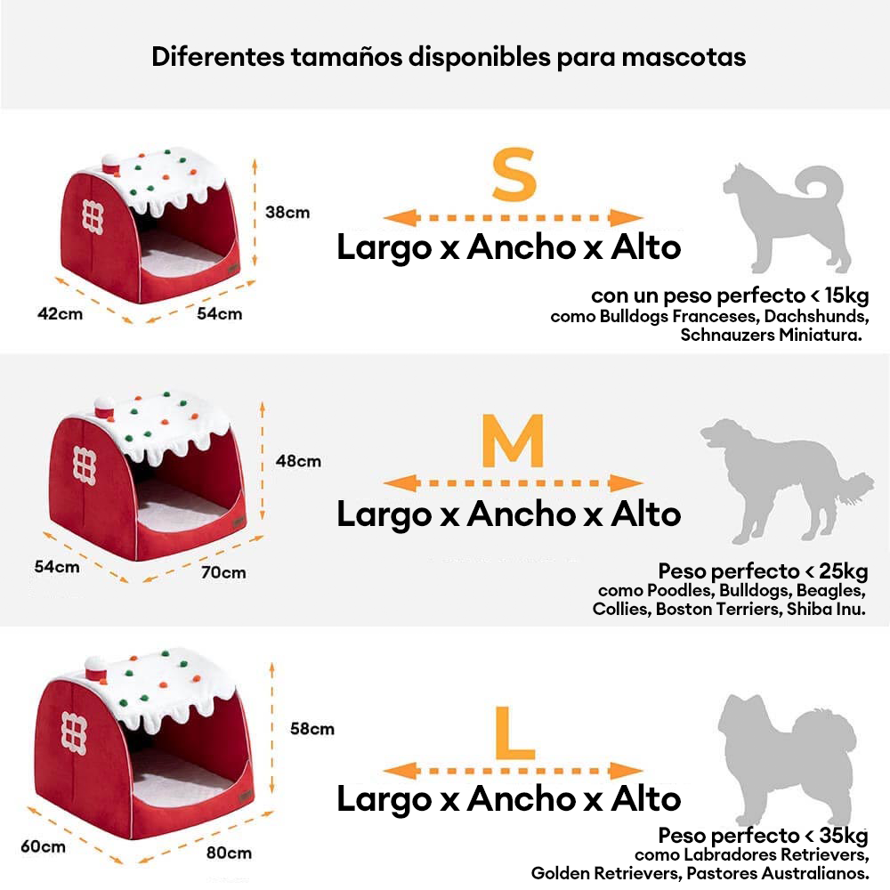 Cama ortopédica para perros Festive Snow House: calidez navideña