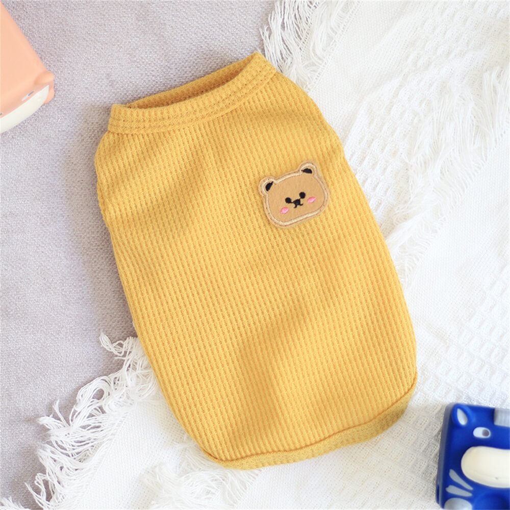 Adorable camiseta de punto gofre con diseño de oso para perro: cómoda y elegante para usar todos los días