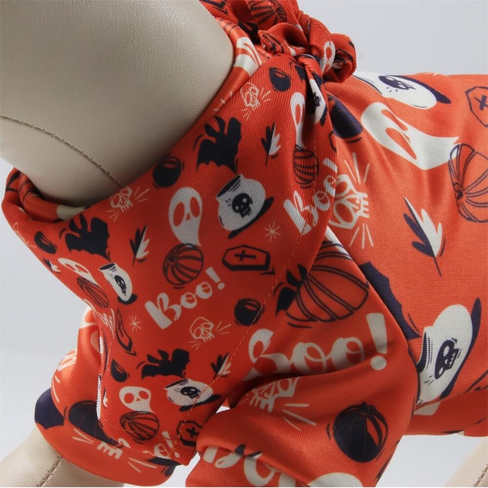 Disfraz de Halloween para mascota con estampado de peluche | Diseño cálido de calabaza y fantasma para otoño e invierno