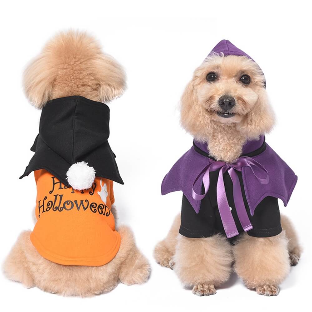 Suéter y chal divertidos de dos piezas con diseño de calabaza de Halloween para perros