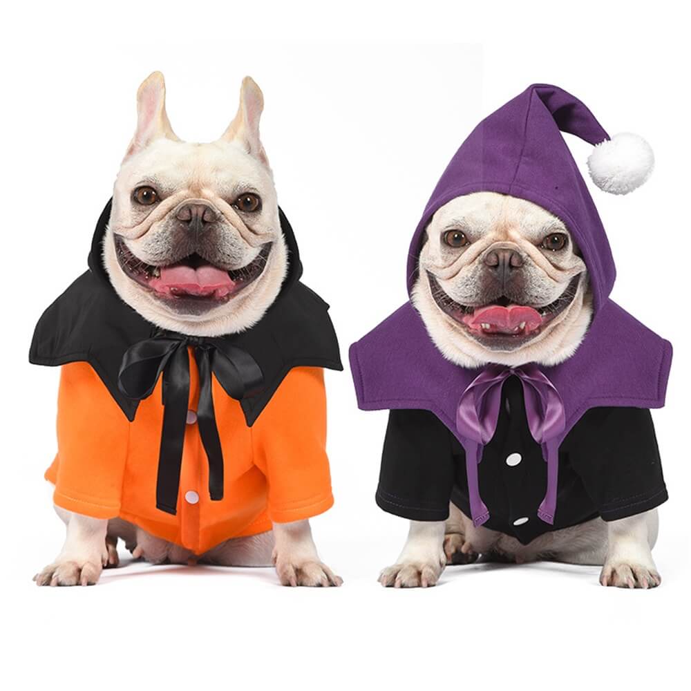 Suéter y chal divertidos de dos piezas con diseño de calabaza de Halloween para perros