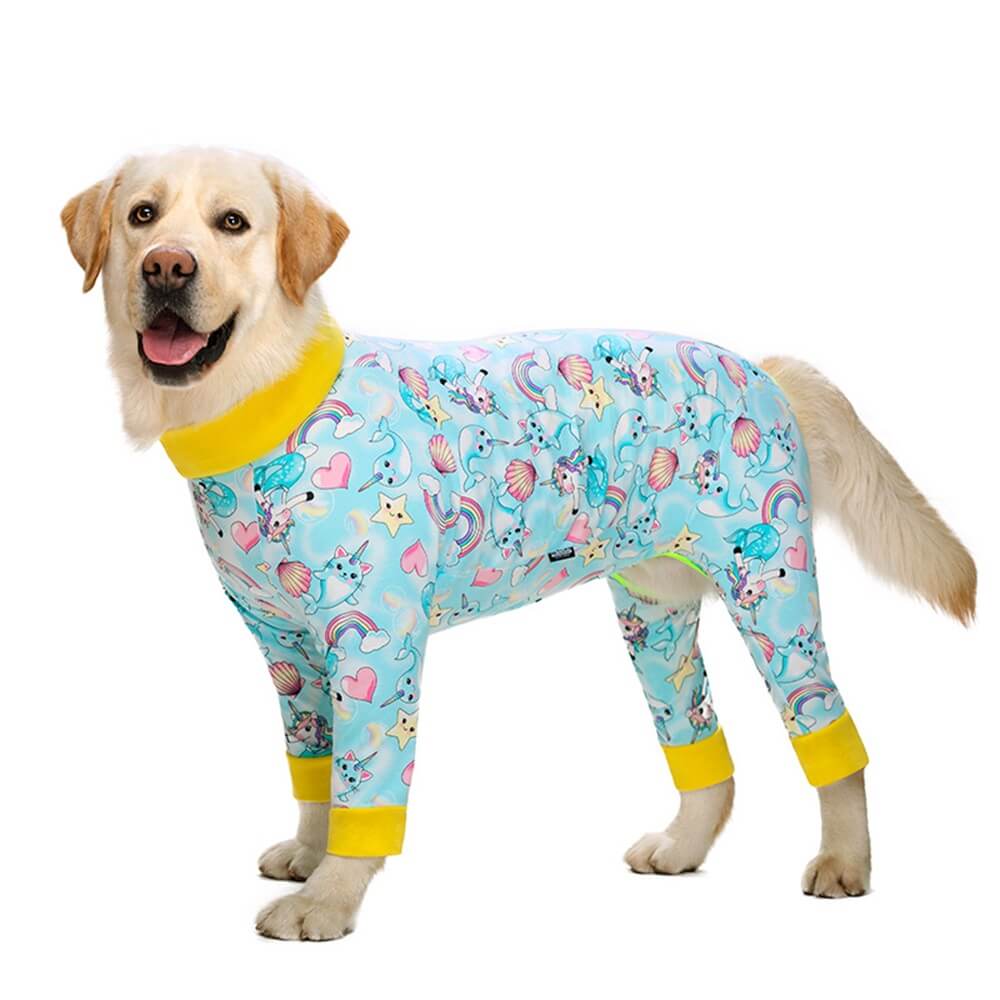 Ropa para perros grandes: pijama de cuatro patas fino y con barriga completa