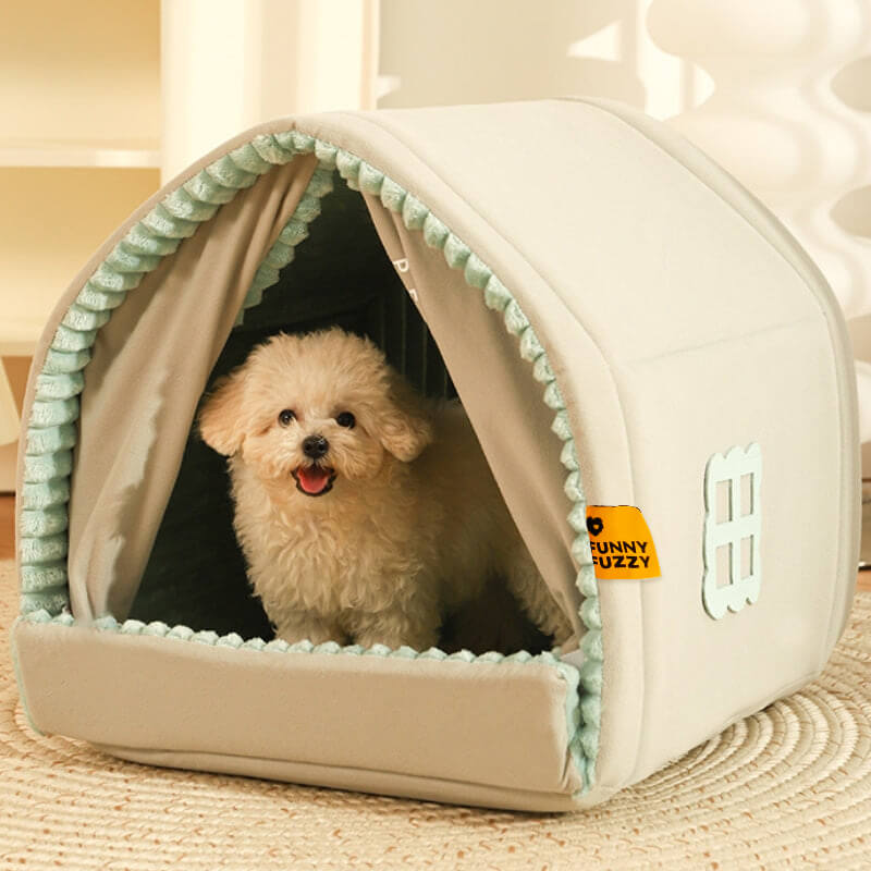 Casa para mascotas con doble cortina Cama cerrada para perros