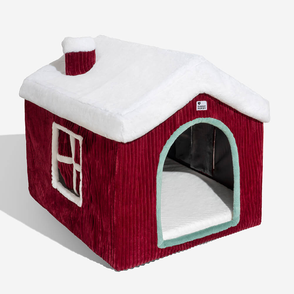 Paquete de Casa de nieve navideña Casa para perros grande y acogedora y cálida-3 pzas