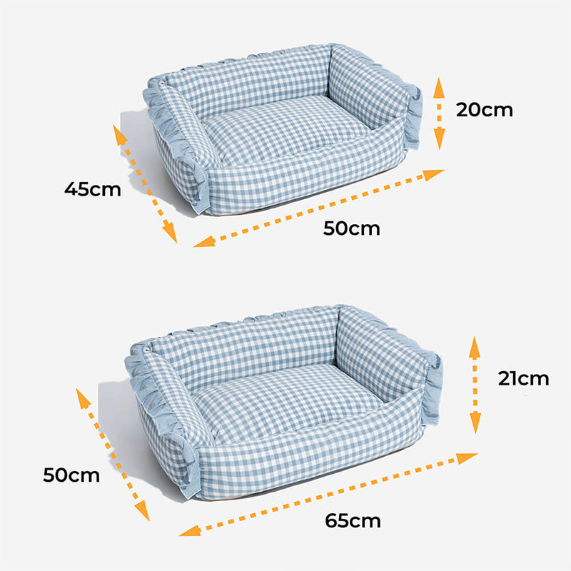 Cama Desmontable de Moda con Pliegues a Cuadros y Cálida para Perros y Gatos