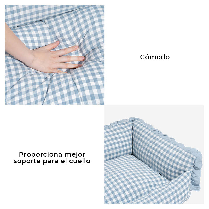 Cama Desmontable de Moda con Pliegues a Cuadros y Cálida para Perros y Gatos