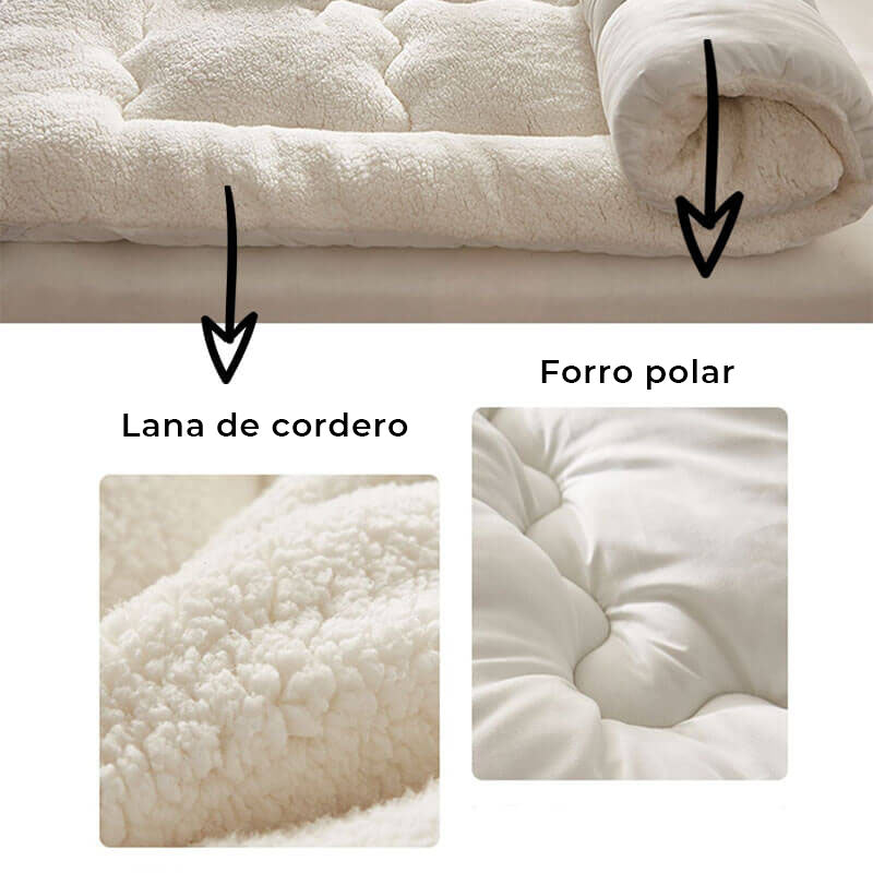 Cama grande y acogedora con cojín de lana de oveja para humanos y mascotas