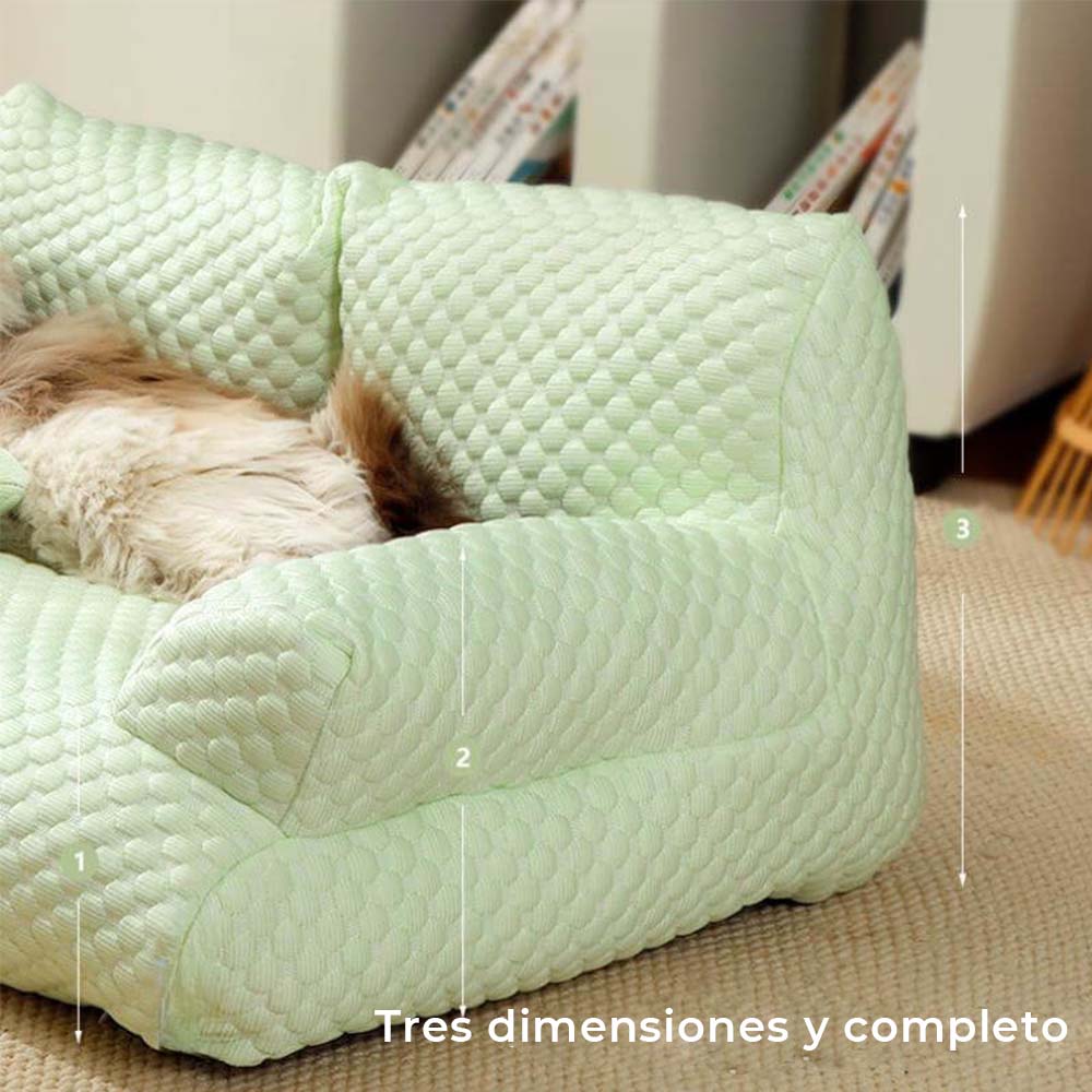 Cama para Mascotas Refrigerante de Seda de Hielo Transpirable y Lavable tipo Sofá