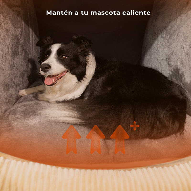 Cama para Perros Grande Semicerrada y Desmontable de Franela Cálida