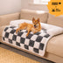 Cubierta protector de muebles para perros acogedores a cuadros de crema cuadrado
