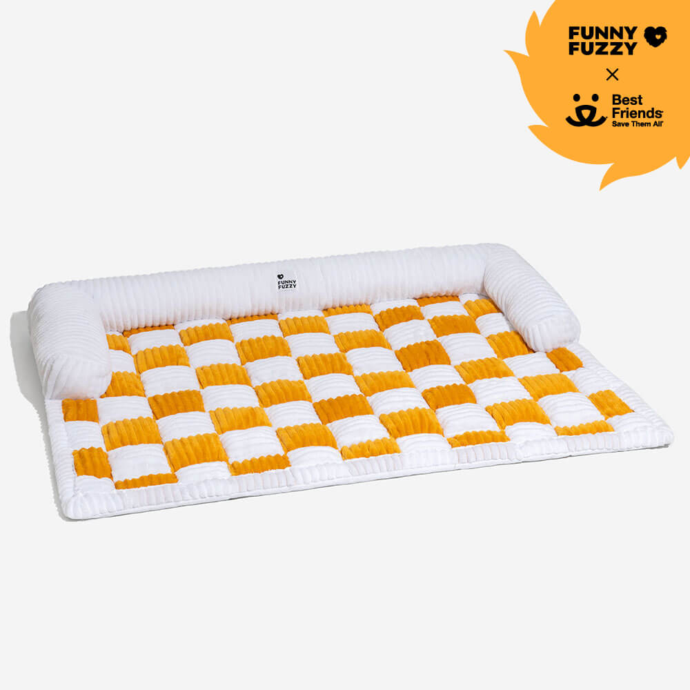 Cubierta protector de muebles para perros acogedores a cuadros de crema cuadrado