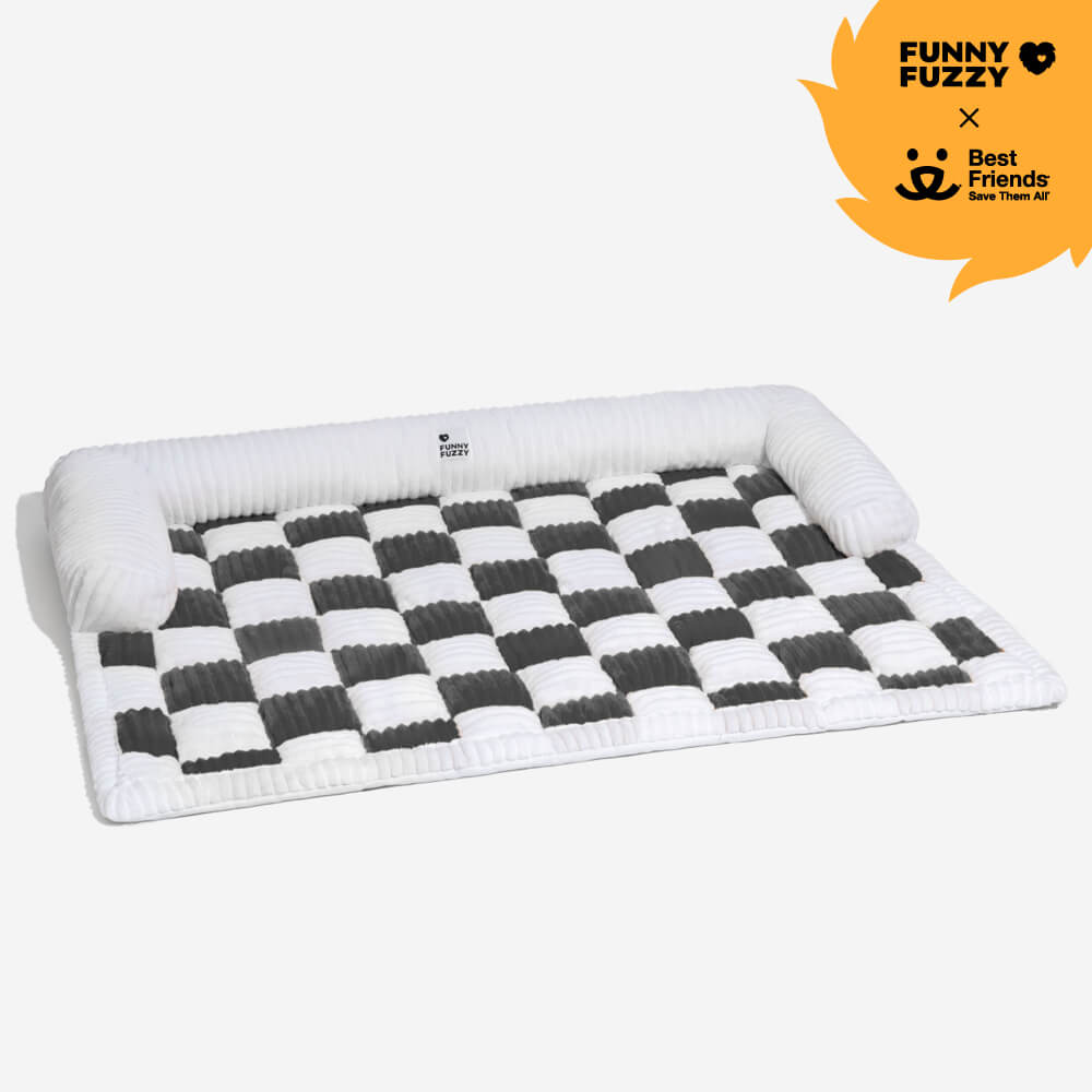Cubierta protector de muebles para perros acogedores a cuadros de crema cuadrado