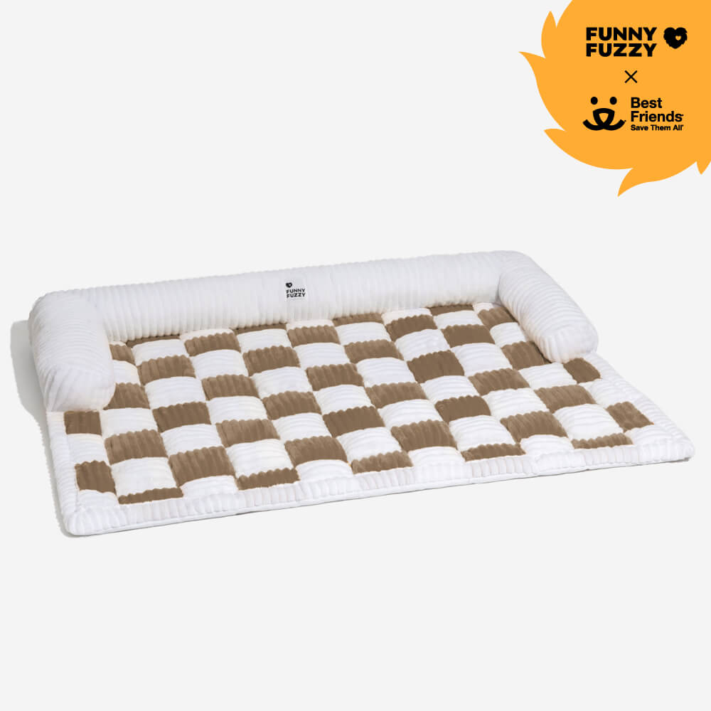Cubierta protector de muebles para perros acogedores a cuadros de crema cuadrado