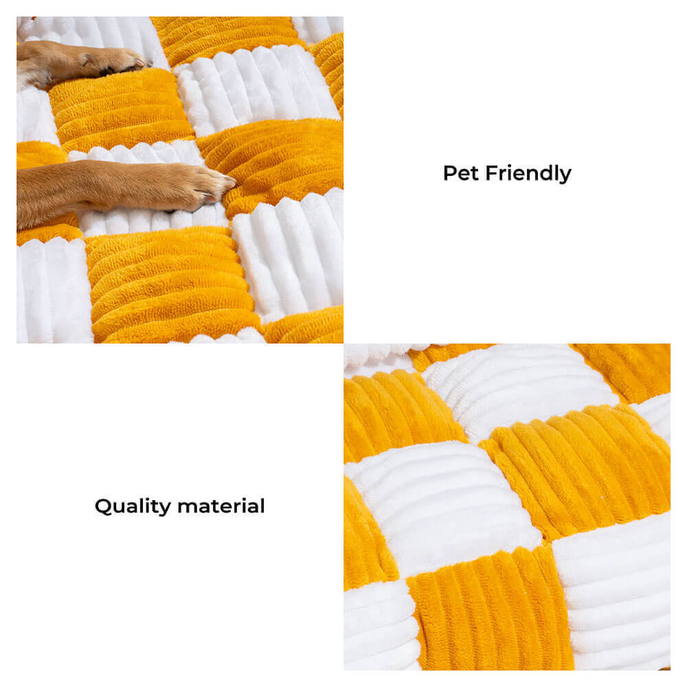 Cubierta protector de muebles para perros acogedores a cuadros de crema cuadrado