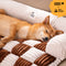 Cubierta protector de muebles para perros acogedores a cuadros de crema cuadrado