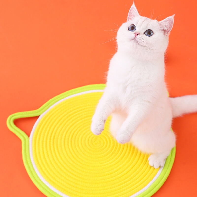 Alfombrilla para Rascar Gatos de cuerda de Algodón Tejida con Forma de Orejas de Gatos