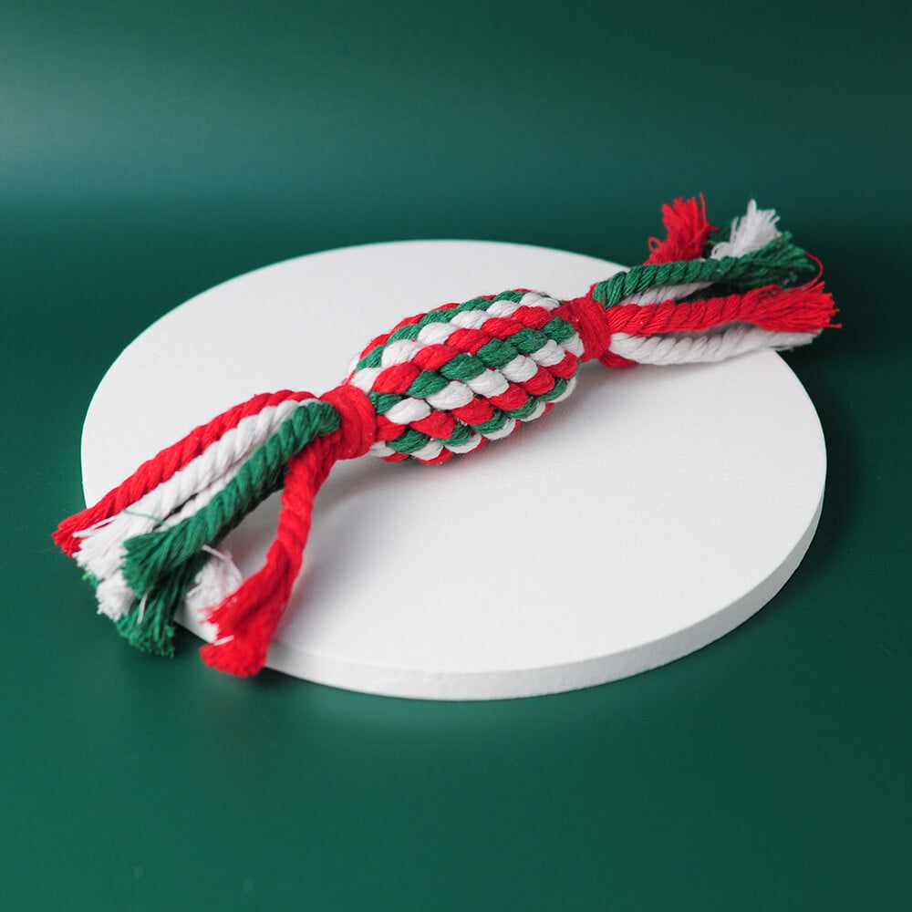 Juguete de cuerda de algodón de Navidad, juguetes de lujo resistentes para masticar, regalos para perros, juego de juguetes para la dentición