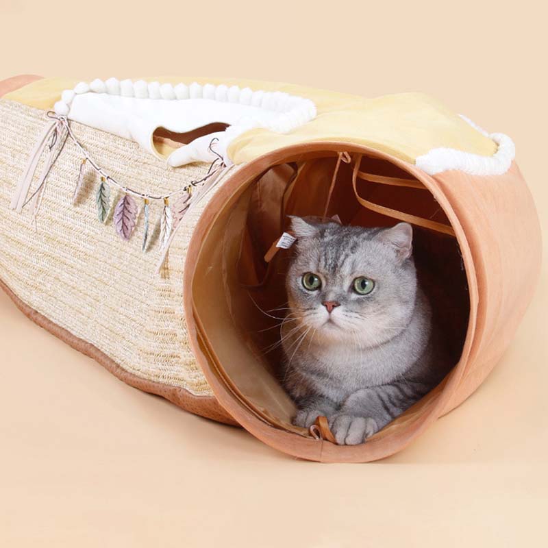 Cama túnel plegable para juegos de gatos