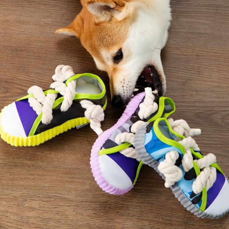 Juguete para perros de algodón con forma de zapatilla para la dentición