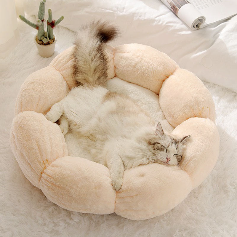 Cama para gatos con forma de flor para dormir profundamente