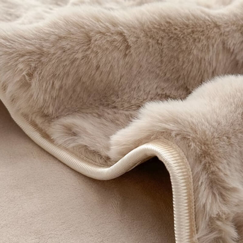 Funda de colchón antideslizante de piel sintética de conejo de lujo