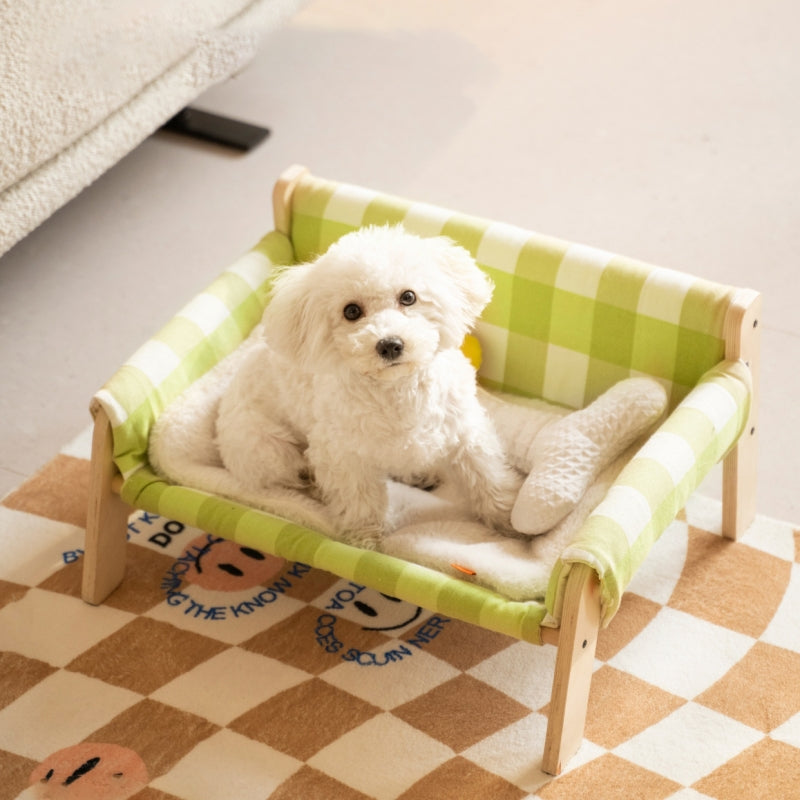 Sofá cama para mascotas de madera a cuadros de moda