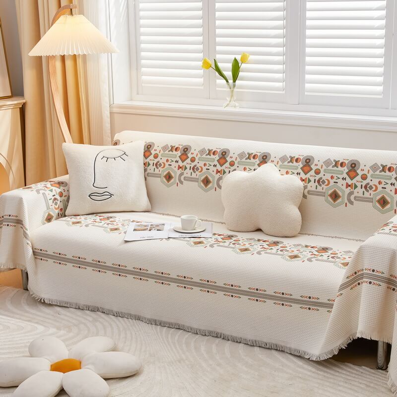 Manta de algodón tipo gofre, protector de muebles, funda para sofá