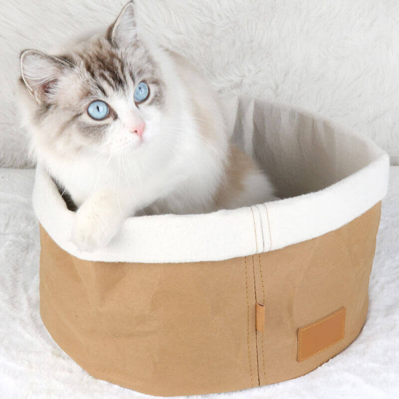 Cama tipo cesta para gatos de papel Kraft lavable
