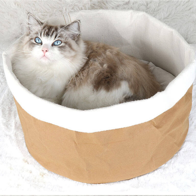 Cama tipo cesta para gatos de papel Kraft lavable