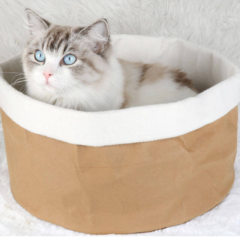 Cama tipo cesta para gatos de papel Kraft lavable