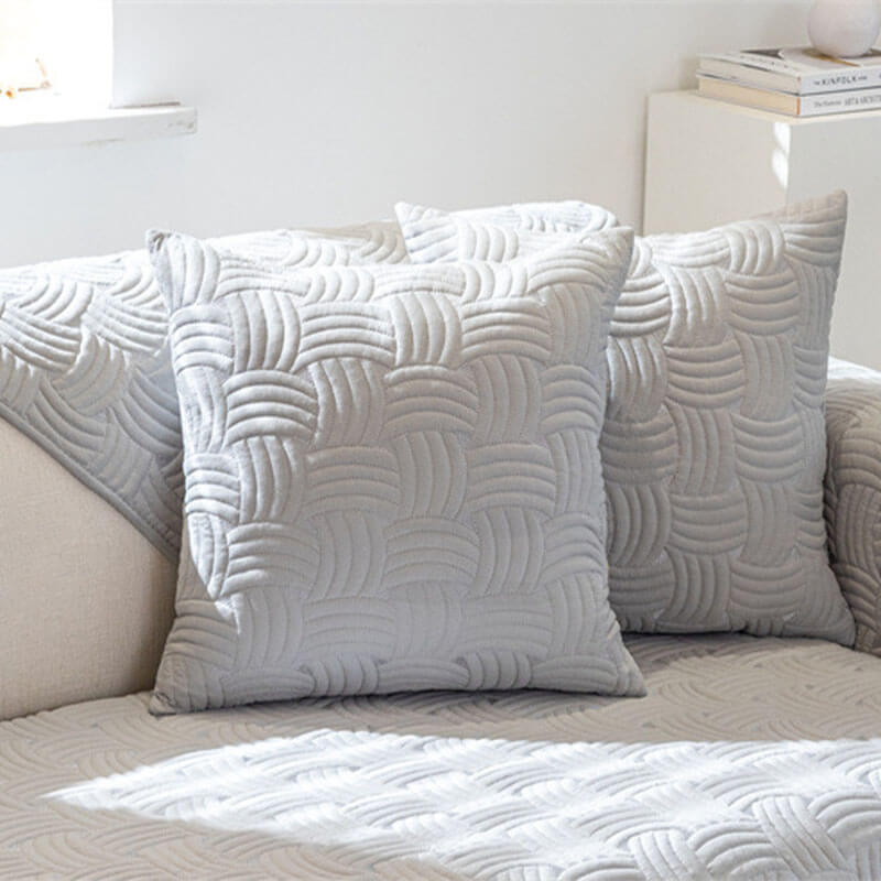 Funda de sofá seccional acolchada de algodón con patrón de tejido