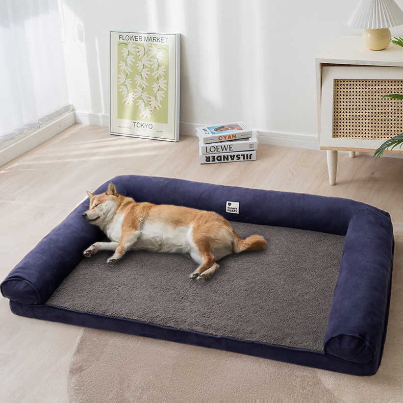 Cama ortopédica para perros con soporte completo de ante y forro polar sintético