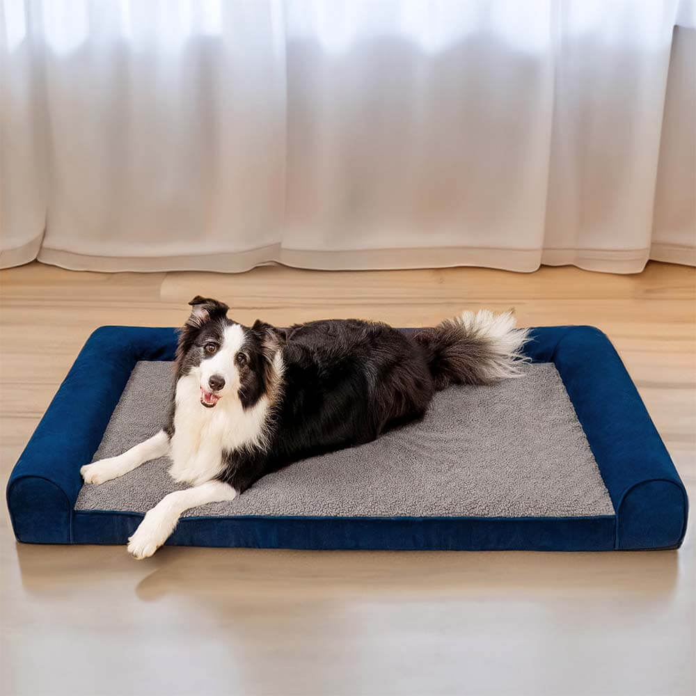 Cama ortopédica para perros con soporte completo de ante y forro polar sintético