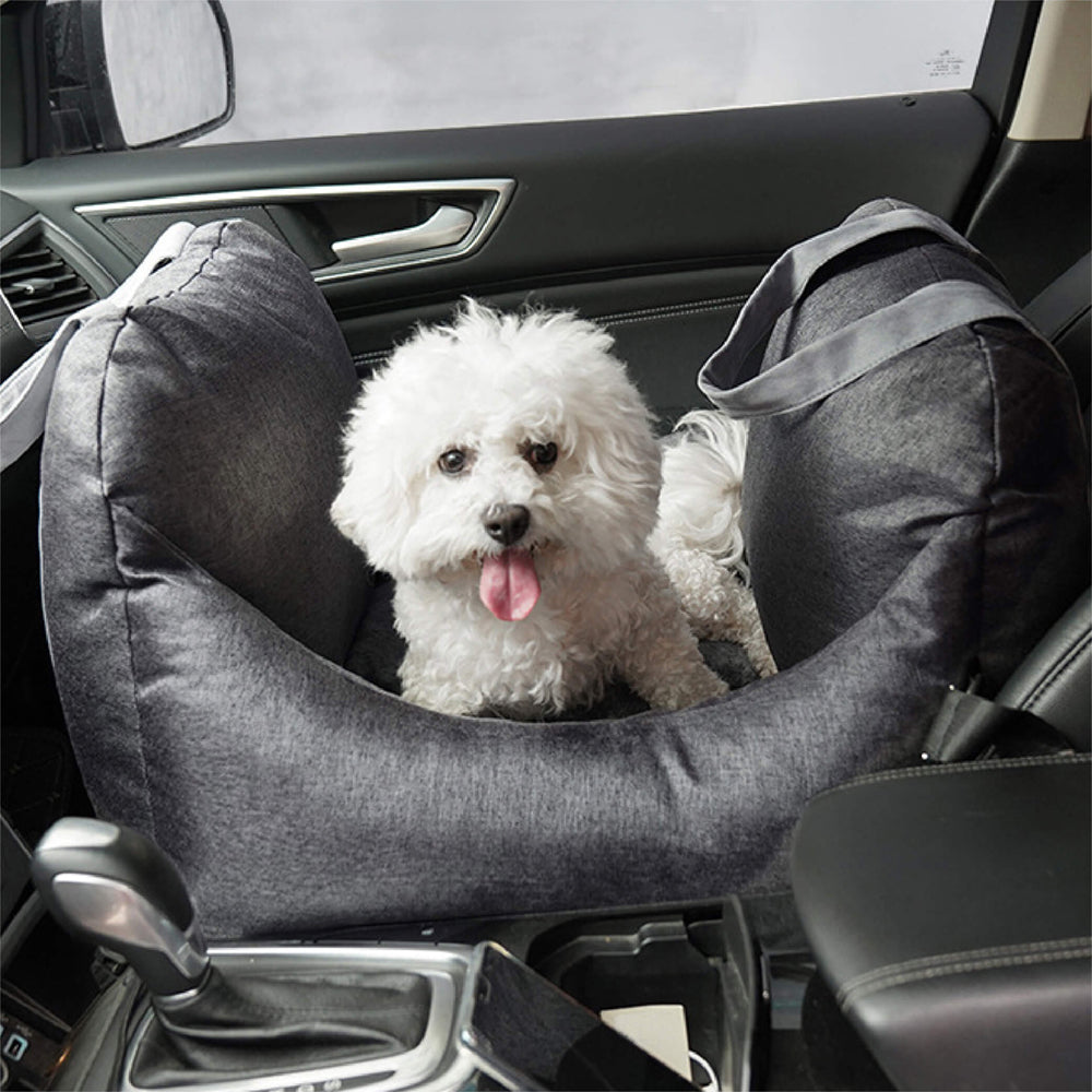 Asiento de coche para perros de primera clase con cama y correa multifuncional manos libres con cinturón de seguridad para asiento