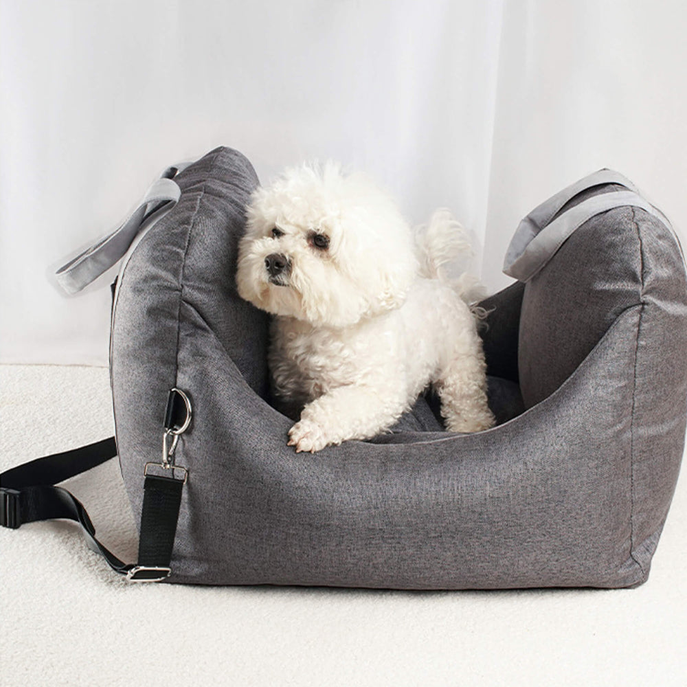 Asiento de coche para perros de primera clase con cama y correa multifuncional manos libres con cinturón de seguridad para asiento