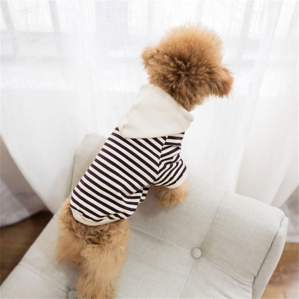 Ropa para perros mascotas Moda Tendencia Sudadera con capucha Sudadera a rayas