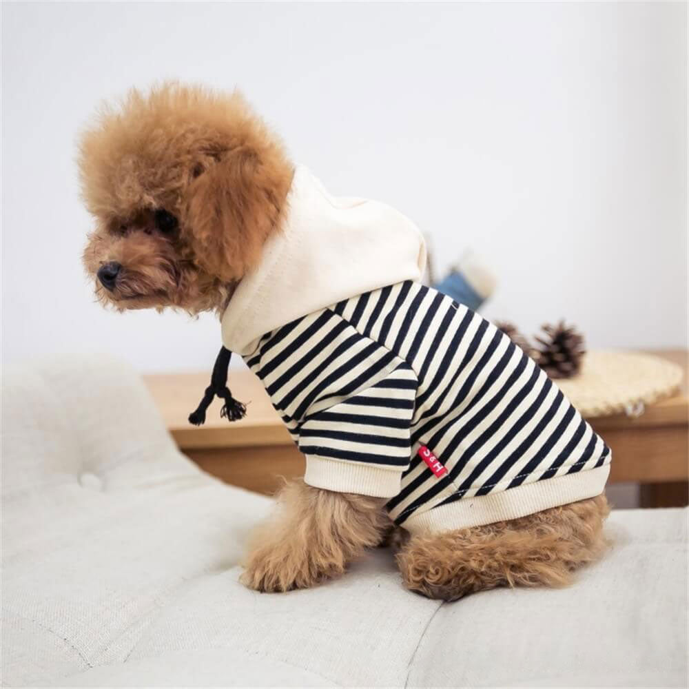 Ropa para perros mascotas Moda Tendencia Sudadera con capucha Sudadera a rayas