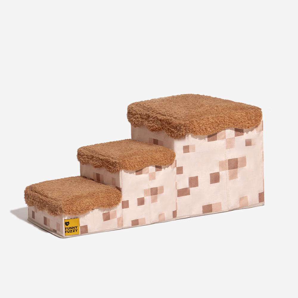 Escalera de mascotas plegable hecha a mano de píxeles retro con almacenamiento - Blocky PawGame