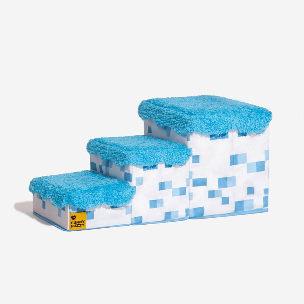 Escalera de mascotas plegable hecha a mano de píxeles retro con almacenamiento - Blocky PawGame
