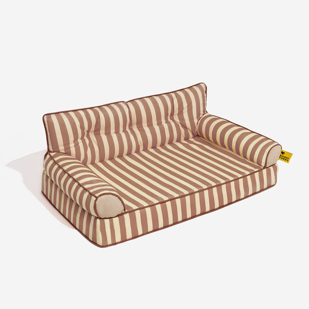 Sofá cama plegable para perros con diseño moderno, repelente al agua y con rayas - Sunny Siesta