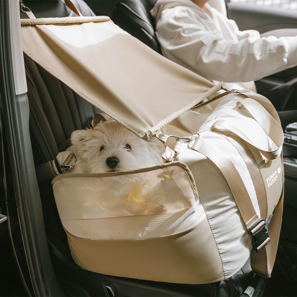 Asiento de Coche para Perros con Sombrilla - Pup Rover Impermeable y Transpirable para Protección Solar, Asiento Elevador para Perros