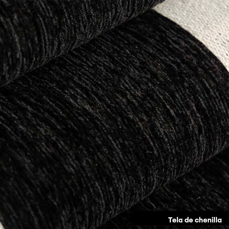 Funda de sofá negra clásica de chenilla en forma irregular, antirayaduras y antideslizante