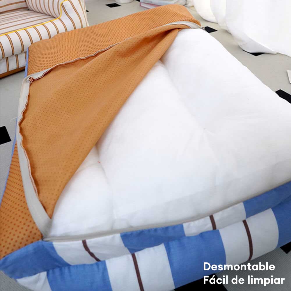 Cama de sofá para perros y gatos de algodón con almohada de cobertura total